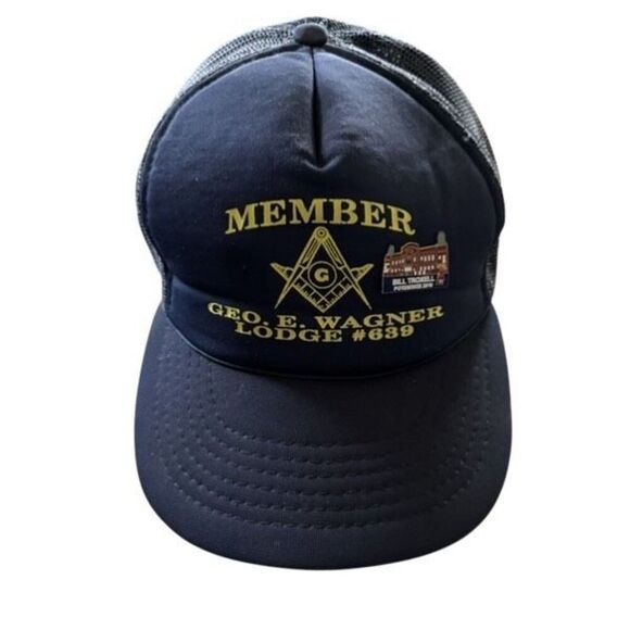Masonic Lodge Vintage Adjustable Trucker Mesh Cap With Temple Pin - Picture 1 of 9